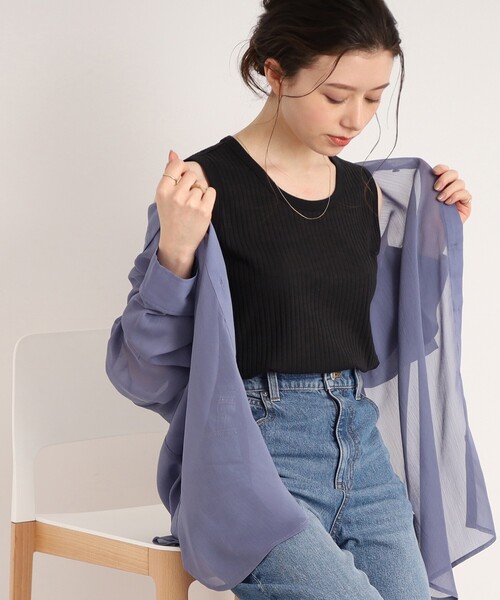 DRESKIP（ドレスキップ）の「◆【ボディーラインを拾いすぎない】裾ラウンド リブタンクトップ（タンクトップ・レディース・ライトグレー/ライトグリーン/ブラック/オフホワイト・02/03/04）」の3枚目の写真