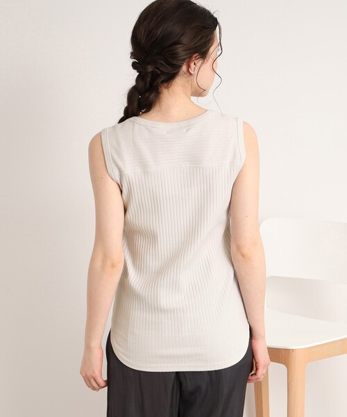 DRESKIP（ドレスキップ）の「◆【ボディーラインを拾いすぎない】裾ラウンド リブタンクトップ（タンクトップ・レディース・ライトグレー/ライトグリーン/ブラック/オフホワイト・02/03/04）」の19枚目の写真