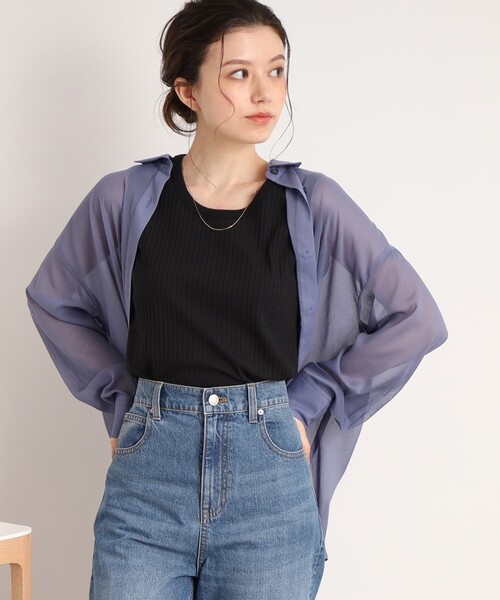 DRESKIP（ドレスキップ）の「◆【ボディーラインを拾いすぎない】裾ラウンド リブタンクトップ（タンクトップ・レディース・ライトグレー/ライトグリーン/ブラック/オフホワイト・02/03/04）」の11枚目の写真