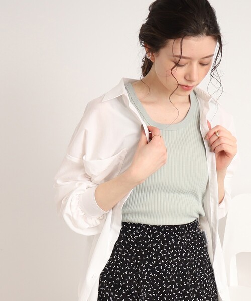 DRESKIP（ドレスキップ）の「◆【ボディーラインを拾いすぎない】裾ラウンド リブタンクトップ（タンクトップ・レディース・ライトグレー/ライトグリーン/ブラック/オフホワイト・02/03/04）」の17枚目の写真