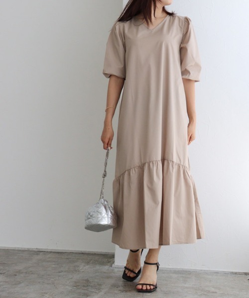 2wayパフスリーブワンピース