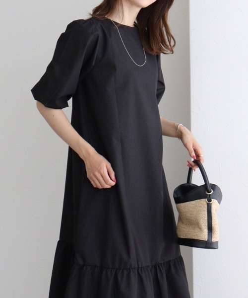 2wayパフスリーブワンピース