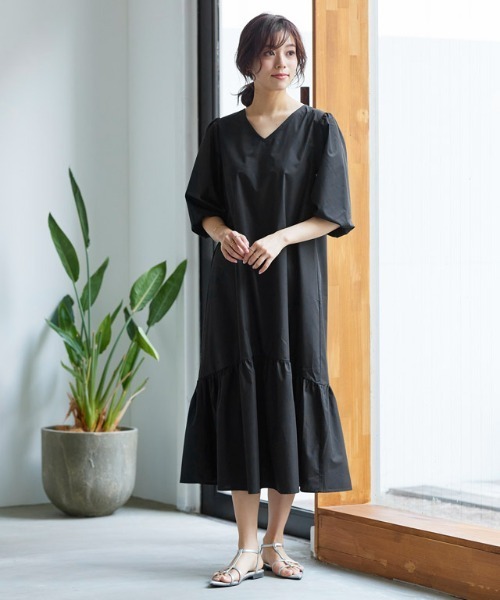 2wayパフスリーブワンピース