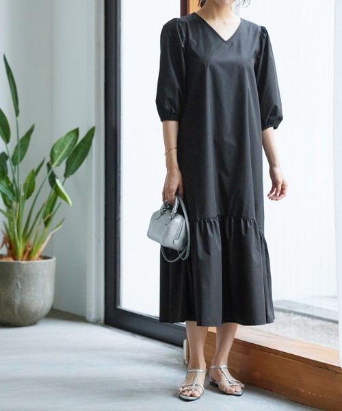 2wayパフスリーブワンピース