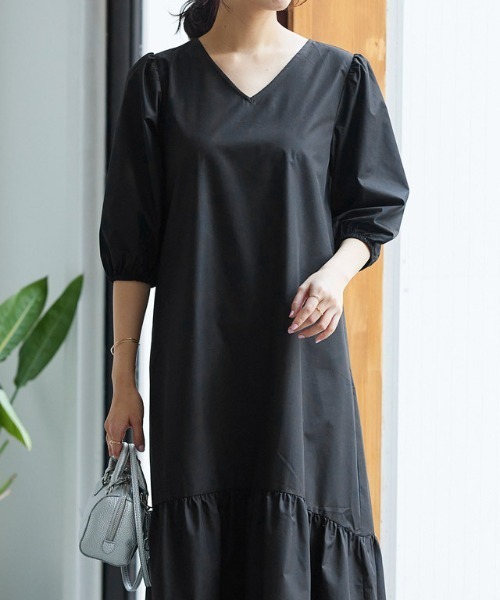 2wayパフスリーブワンピース