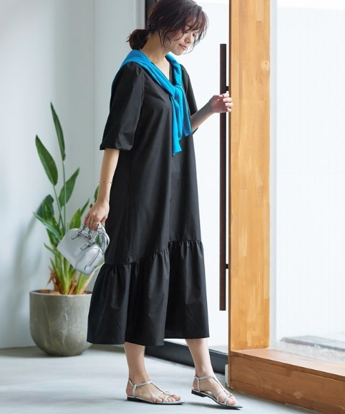 2wayパフスリーブワンピース