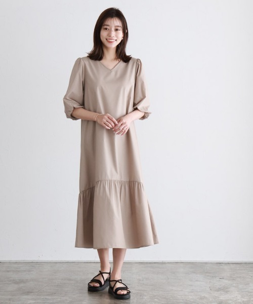 2wayパフスリーブワンピース