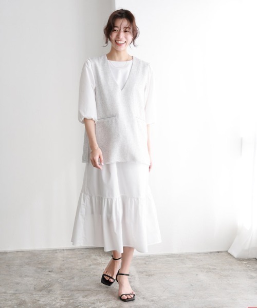 Pierrot(ピエロ)の「2wayパフスリーブワンピース(ワンピース・レディース・ブラック/ベージュ/オフホワイト・M/L)」の21枚目の写真