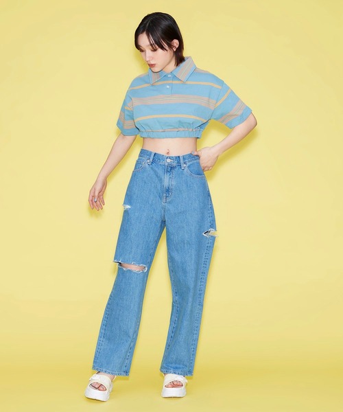FOREVER 21(フォーエバー トゥエンティーワン)の「ボーダーショートポロトップス【POP】(ポロシャツ・レディース・グリーン/ブルー/レッド・SMALL/MEDIUM)」の10枚目の写真
