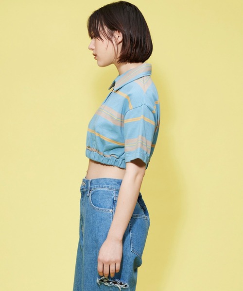 FOREVER 21(フォーエバー トゥエンティーワン)の「ボーダーショートポロトップス【POP】(ポロシャツ・レディース・グリーン/ブルー/レッド・SMALL/MEDIUM)」の9枚目の写真