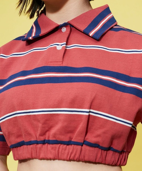 FOREVER 21(フォーエバー トゥエンティーワン)の「ボーダーショートポロトップス【POP】(ポロシャツ・レディース・グリーン/ブルー/レッド・SMALL/MEDIUM)」の5枚目の写真