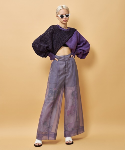 casane(カサネ)の「3wayレイヤードニット(ニット/セーター・レディース・ブラック/パープル・FREE)」の4枚目の写真