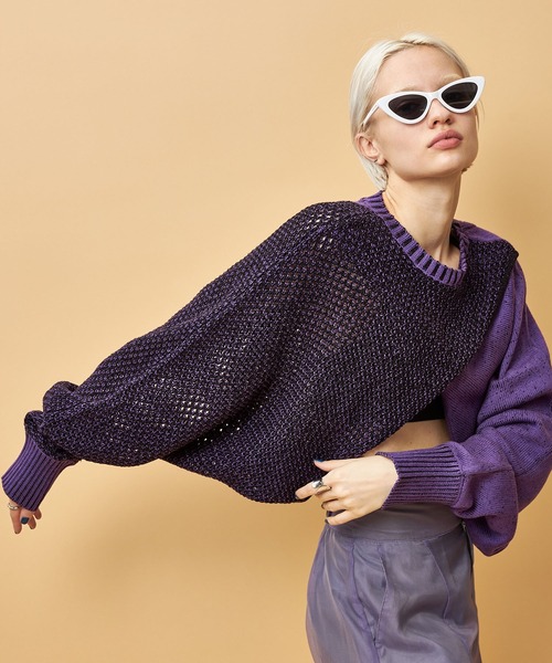 casane(カサネ)の「3wayレイヤードニット(ニット/セーター・レディース・ブラック/パープル・FREE)」の20枚目の写真