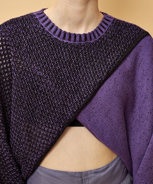 casane(カサネ)の「3wayレイヤードニット(ニット/セーター・レディース・ブラック/パープル・FREE)」の15枚目の写真