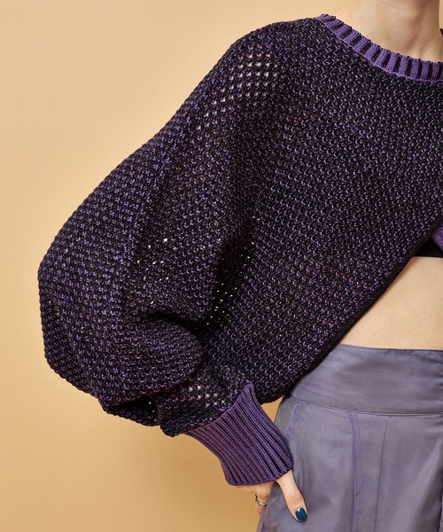 casane(カサネ)の「3wayレイヤードニット(ニット/セーター・レディース・ブラック/パープル・FREE)」の5枚目の写真