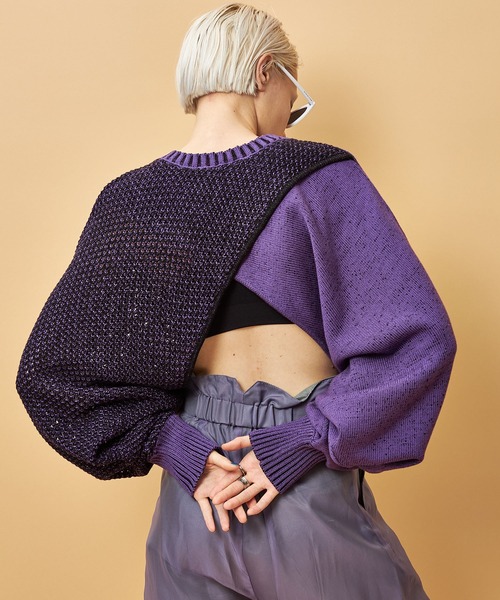 casane(カサネ)の「3wayレイヤードニット(ニット/セーター・レディース・ブラック/パープル・FREE)」の16枚目の写真