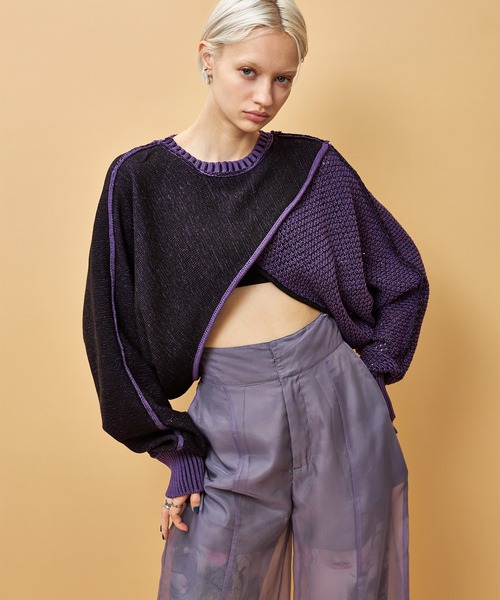 casane(カサネ)の「3wayレイヤードニット(ニット/セーター・レディース・ブラック/パープル・FREE)」の12枚目の写真