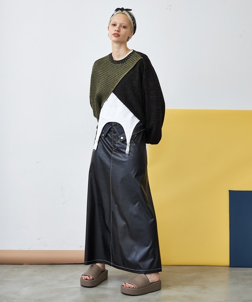 casane(カサネ)の「3wayレイヤードニット(ニット/セーター・レディース・ブラック/パープル・FREE)」の8枚目の写真