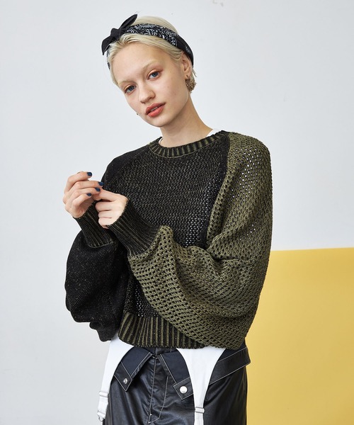 casane(カサネ)の「3wayレイヤードニット(ニット/セーター・レディース・ブラック/パープル・FREE)」の3枚目の写真