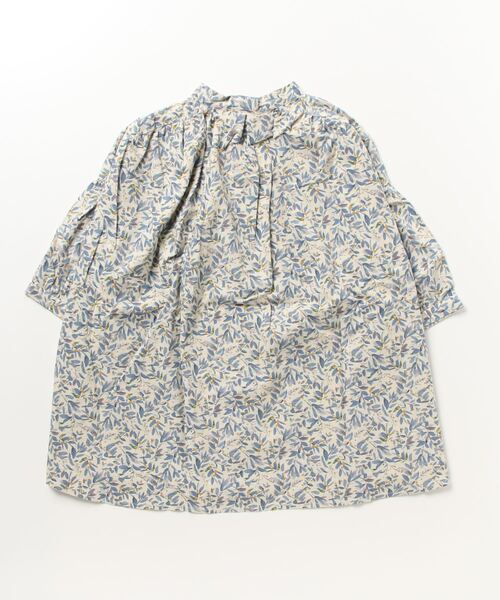 sandy（サンディー）の「【sandy】プリントスタンドカラーギャザーブラウス（シャツ/ブラウス・レディース・ベージュ/ネイビー/ブラック/グレー・FREE）」の5枚目の写真