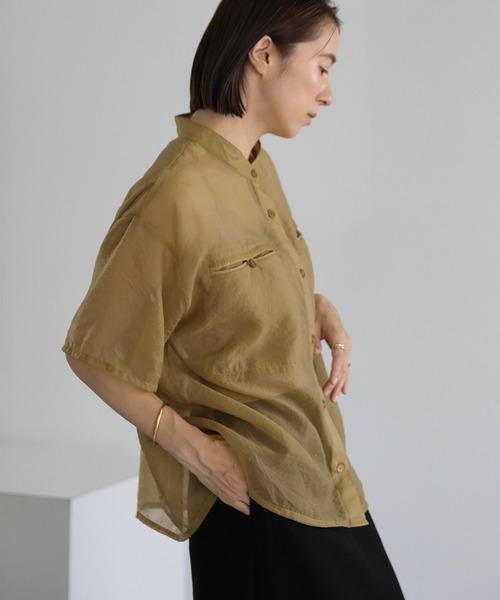 select MOCA(セレクトモカ)の「ハーフスリーブシアーワイドシャツ(シャツ/ブラウス・レディース・ライトカーキ/ブラウン/グレイッシュベージュ・FREE)」の17枚目の写真