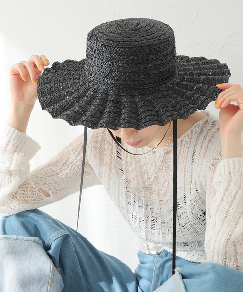 Casselini（キャセリーニ）の「【Casselini/キャセリーニ】 スカシナミナミハット（ハット・レディース・ベージュ/ブラック・FREE）」の2枚目の写真