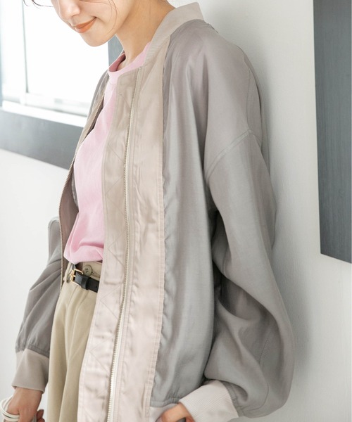 NANO universe（ナノユニバース）の「LB.04/WEB限定 シアーMA-1ブルゾン（ブルゾン・レディース・ブルー/ブラック/ホワイト/グレー系その他4・FREE）」の9枚目の写真