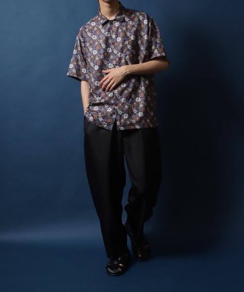 ANPAS（アンパス）の「2WAY Amunzen Total Pattern Print Oversized Open Collar Shirt/2WAY 梨地 総柄プリント オーバーサイズ  オープンカラーシャツ（シャツ/ブラウス・メンズ・グレー系その他/ブラウン系その他/ブルー系その他/グリーン系その他・M/L/LL）」の20枚目の写真