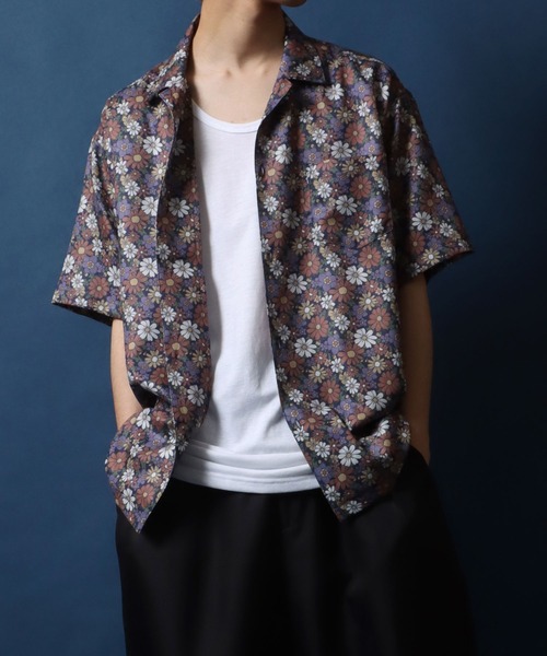ANPAS（アンパス）の「2WAY Amunzen Total Pattern Print Oversized Open Collar Shirt/2WAY 梨地 総柄プリント オーバーサイズ  オープンカラーシャツ（シャツ/ブラウス・メンズ・グレー系その他/ブラウン系その他/ブルー系その他/グリーン系その他・M/L/LL）」の21枚目の写真