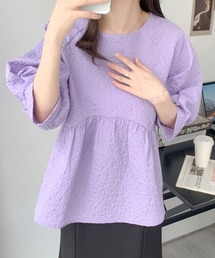 ふくれジャガードペプラムブラウス
