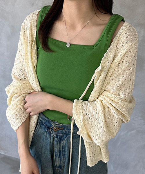 kutir(クティール)の「2wayテレコタンクトップ(タンクトップ・レディース・ブラック/アイボリー/グリーン/オレンジ・FREE)」の3枚目の写真