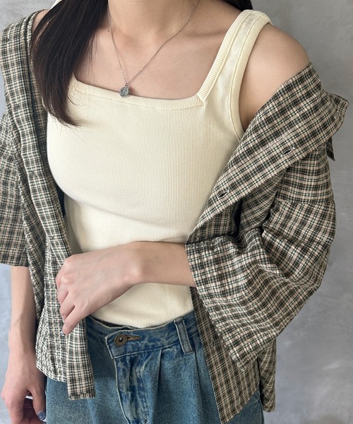 kutir(クティール)の「2wayテレコタンクトップ(タンクトップ・レディース・ブラック/アイボリー/グリーン/オレンジ・FREE)」の20枚目の写真