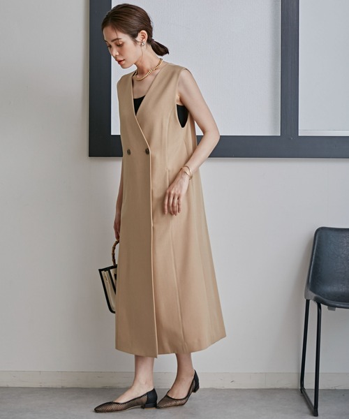 NANO universe（ナノユニバース）の「LB.03/Vネックジレジャンパースカート（ワンピース・レディース・ブラック/ライトグリーン/ベージュ・S/M）」の10枚目の写真