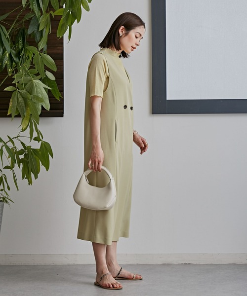 NANO universe（ナノユニバース）の「LB.03/Vネックジレジャンパースカート（ワンピース・レディース・ブラック/ライトグリーン/ベージュ・S/M）」の5枚目の写真