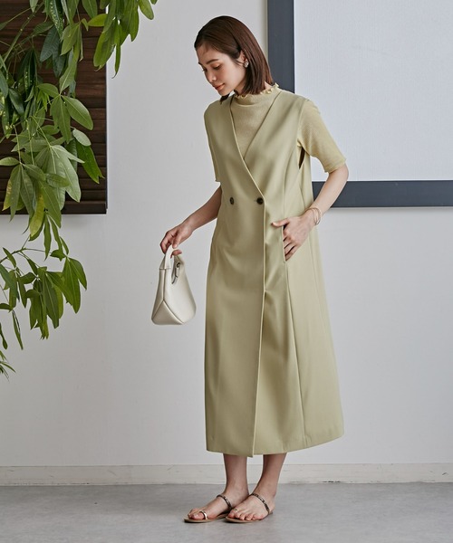 NANO universe（ナノユニバース）の「LB.03/Vネックジレジャンパースカート（ワンピース・レディース・ブラック/ライトグリーン/ベージュ・S/M）」の6枚目の写真