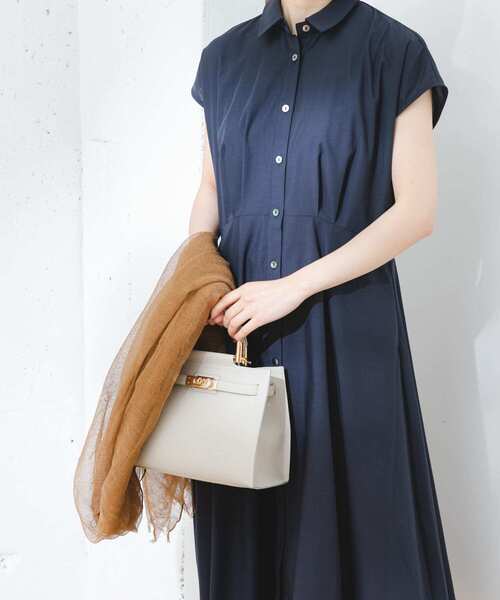 『34サイズ/低身長向けも展開』FbyROSSOイージーケアフレンチシャツワンピース