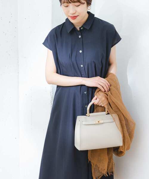 『34サイズ/低身長向けも展開』FbyROSSOイージーケアフレンチシャツワンピース