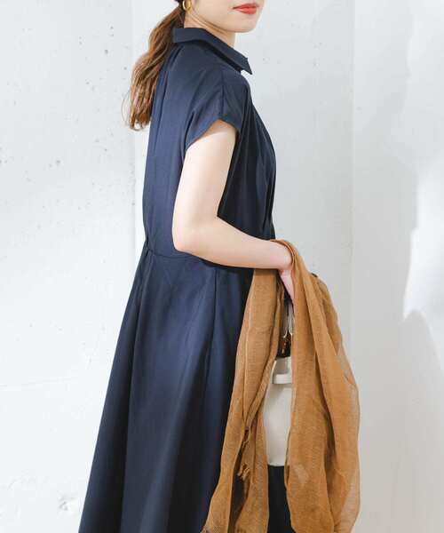 『34サイズ/低身長向けも展開』FbyROSSOイージーケアフレンチシャツワンピース