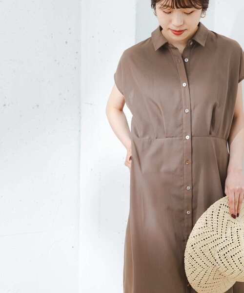 『34サイズ/低身長向けも展開』FbyROSSOイージーケアフレンチシャツワンピース