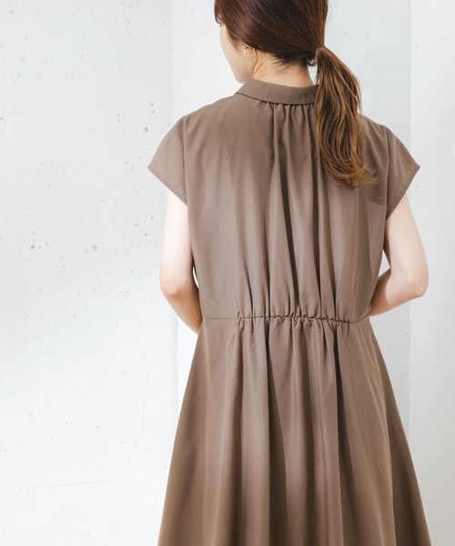 『34サイズ/低身長向けも展開』FbyROSSOイージーケアフレンチシャツワンピース