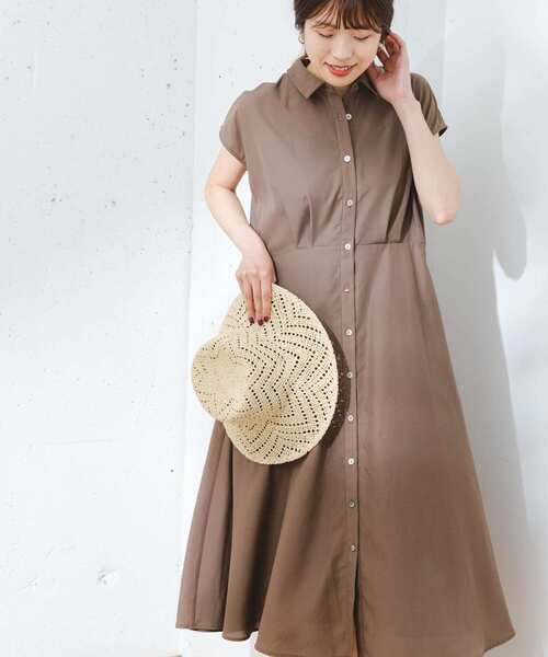 『34サイズ/低身長向けも展開』FbyROSSOイージーケアフレンチシャツワンピース