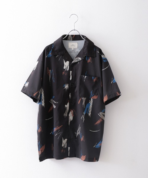 ZIP FIVE(ジップファイブ)の「【loot box】 レーヨンタッチ 総柄 ビッグシルエット オープンカラー シャツ / 柄シャツ(シャツ/ブラウス・メンズ・ブラック系1/ベージュ系/グリーン系/ブラック系/ブラック系2/グレー系・LARGE/X-LARGE/MEDIUM)」の1枚目の写真