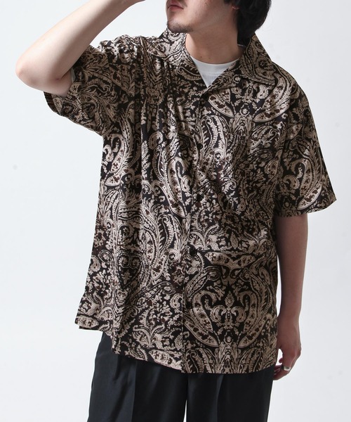 ZIP FIVE(ジップファイブ)の「【loot box】 レーヨンタッチ 総柄 ビッグシルエット オープンカラー シャツ / 柄シャツ(シャツ/ブラウス・メンズ・ブラック系1/ベージュ系/グリーン系/ブラック系/ブラック系2/グレー系・LARGE/X-LARGE/MEDIUM)」の20枚目の写真