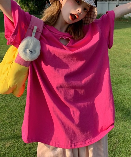 LYEON(リヨン)の「ハートカットアウトTシャツ(Tシャツ/カットソー・レディース・ブラック/ピンク/グリーン・FREE)」の15枚目の写真