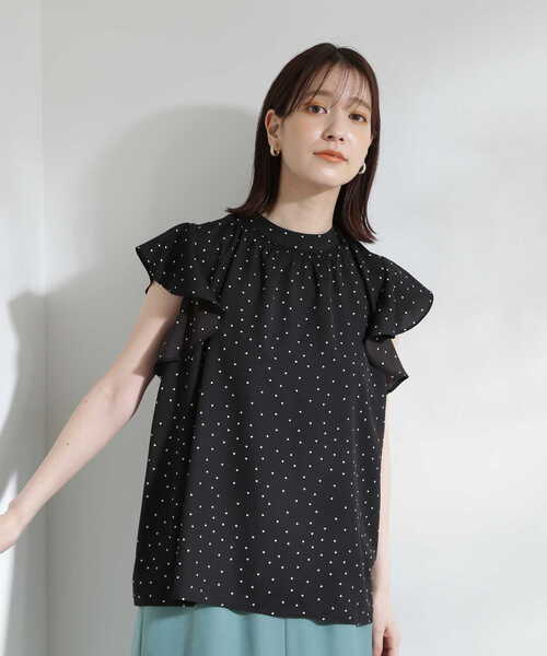 ◆デコルテシャーリングとろみブラウス