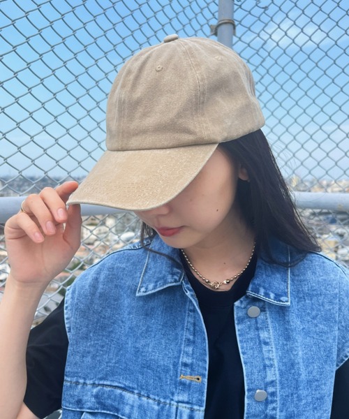 CLEA（クレア）の「【全6色】ピグメントコットンカラーキャップ（キャップ・レディース・ブルー/カーキ/ブラック/ベージュ/オレンジ/ピンク・FREE）」の4枚目の写真