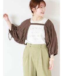 ehka sopo | 5分袖シアーカットボレロ(カーディガン/ボレロ)