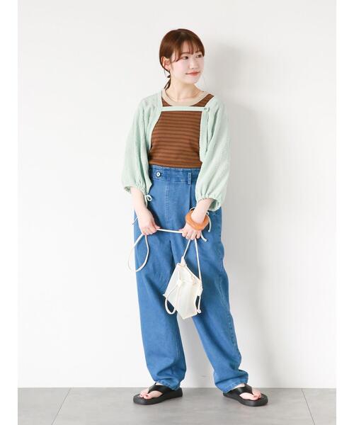 ehka sopo（エヘカソポ）の「5分袖シアーカットボレロ（カーディガン/ボレロ・レディース・モカ/ミント/キナリ・F）」の5枚目の写真