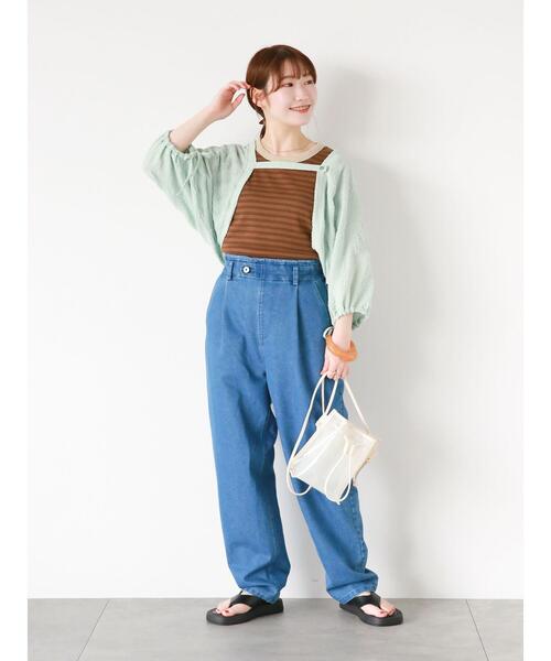 ehka sopo（エヘカソポ）の「5分袖シアーカットボレロ（カーディガン/ボレロ・レディース・モカ/ミント/キナリ・F）」の6枚目の写真