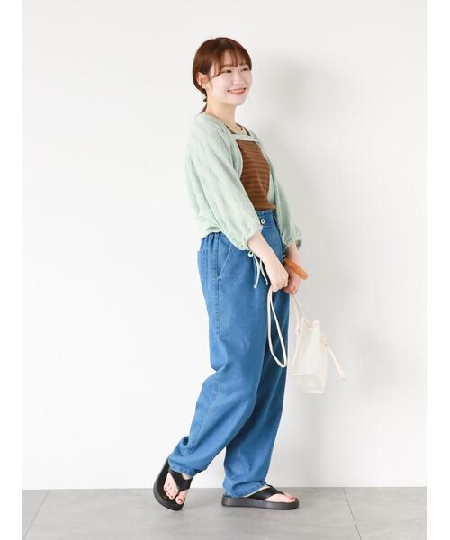 ehka sopo（エヘカソポ）の「5分袖シアーカットボレロ（カーディガン/ボレロ・レディース・モカ/ミント/キナリ・F）」の8枚目の写真